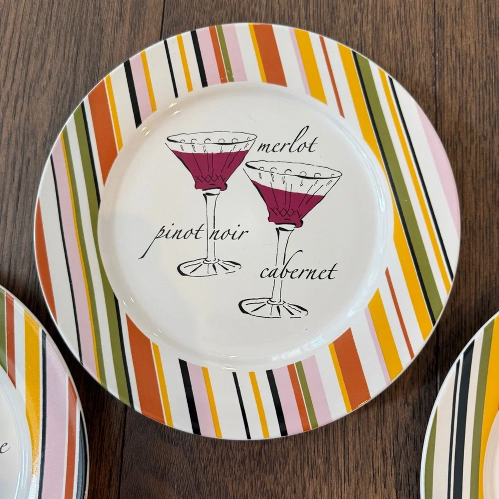 Vintage appetizer/ dessert plates designed with wine set of 4 by Rosanna